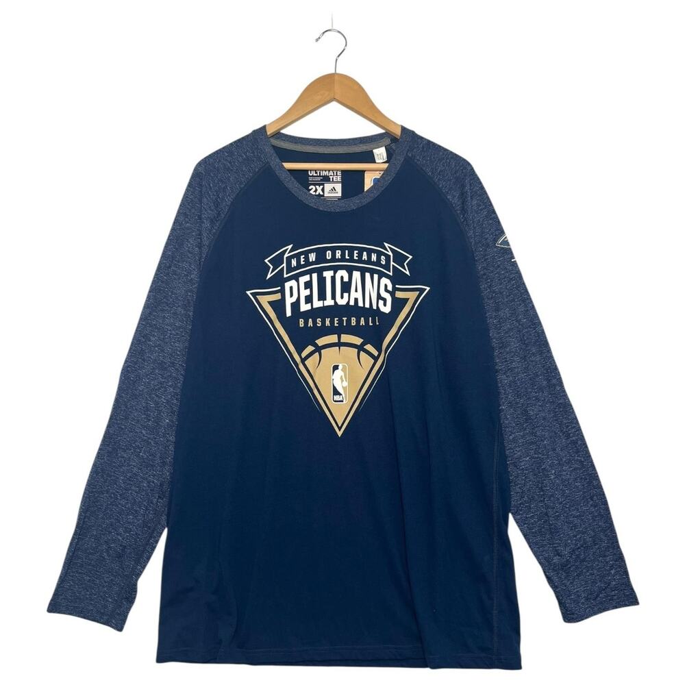 New Orleans Pelicans Shirt Mens 2XL NBA Basketball Climalite Long Sleeve Adidas